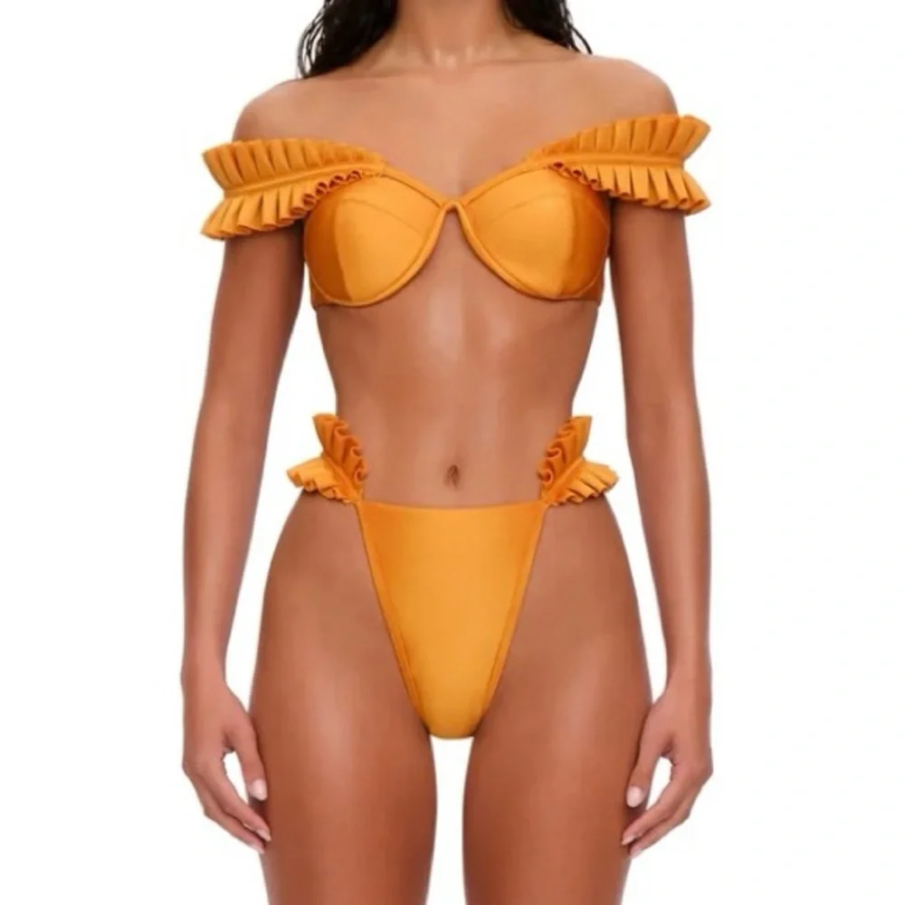 Peach Ruffled Bikini Set - Picture 2 of 2